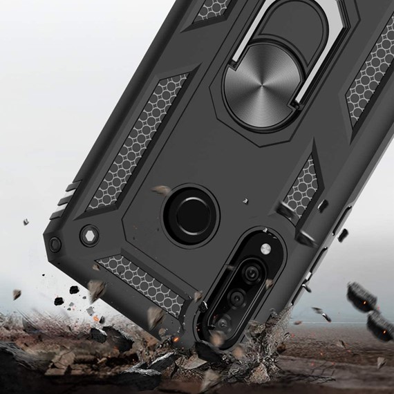 Huawei P40 Lite E CaseUp Magnetic Ring Holder Kılıf Siyah 3